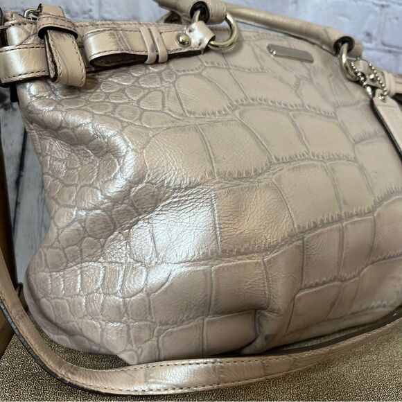 Coach sand beige croc embossed leather Madison Sophia satchel - Picture 3 of 10
